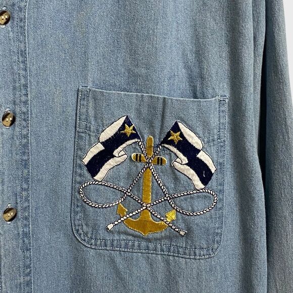 Vintage Copa Banana Nautical Themed Button Down Shirt Men's Size M Embroidered - Picture 3 of 14